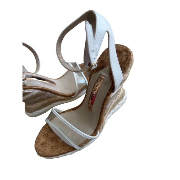 SOPHIA WEBSTER White Leather Espadrilles Wedges Size 37.5 / 7.5 - Picture 3 of 7